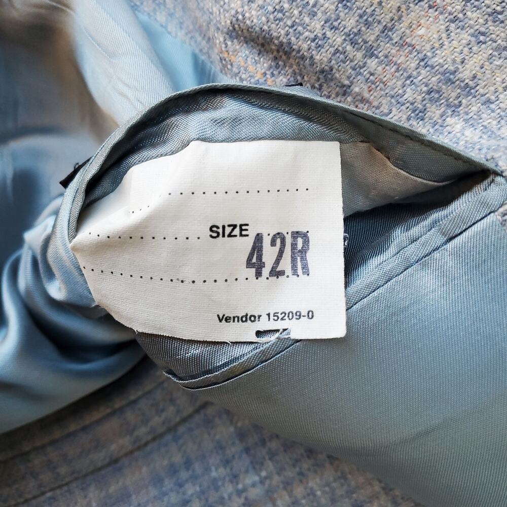 VTG Stafford Ivy Prep Blue Tweed Wool Plaid Check Sport Coat Blazer Jacket 42R - Picture 16 of 16